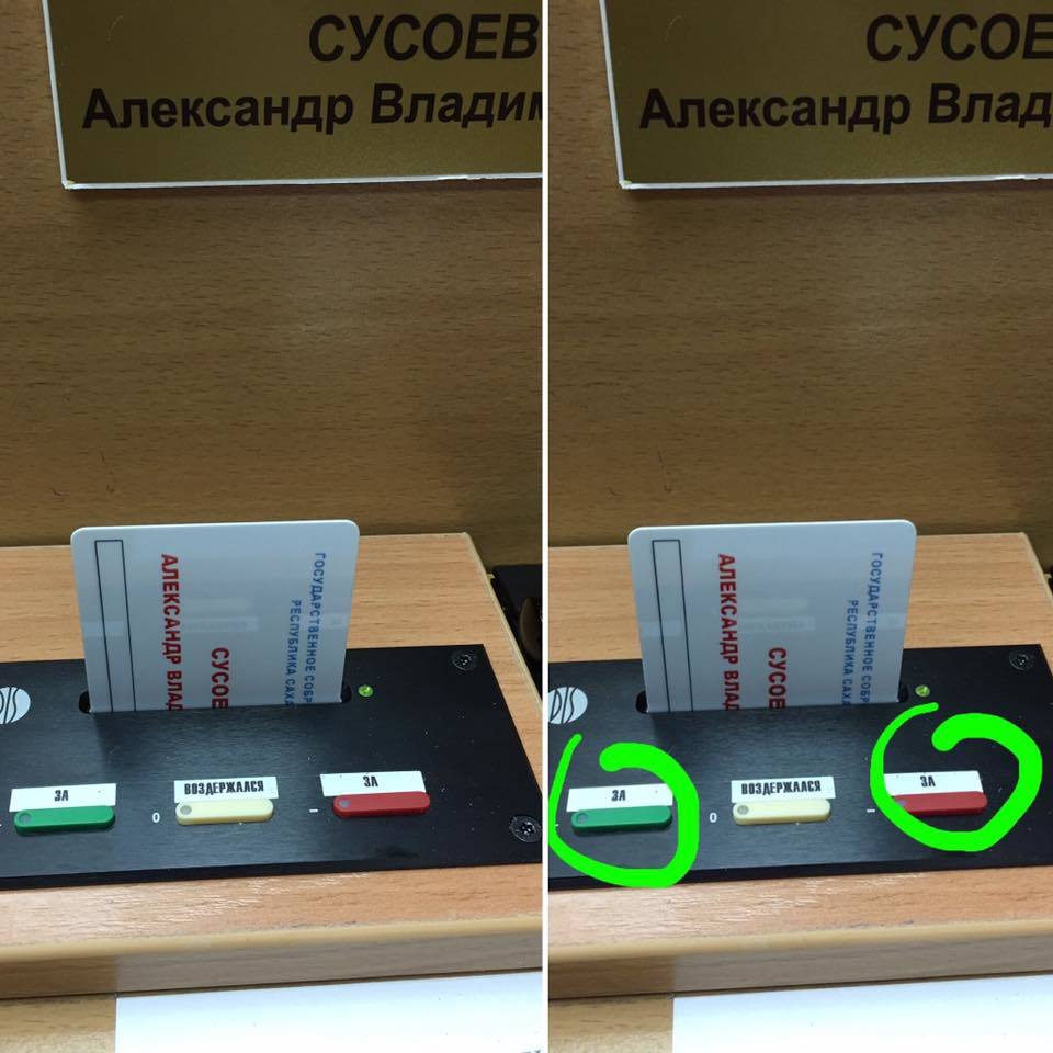 На пульте для голосования в якутском парламенте нет кнопки "Против"?