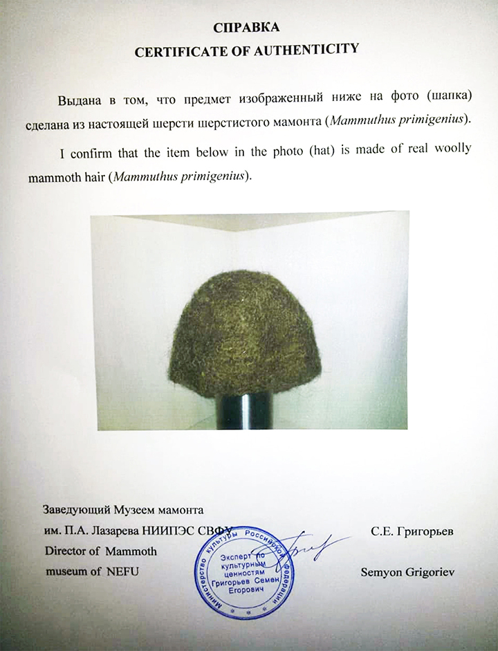 Археологи усомнились в подлинности продаваемой в Якутии шапки из «шерсти мамонта»