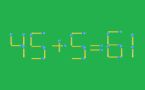 Шахматы со спичками: исправьте пример 45+5=61 за 10 секунд, переставив одну деталь