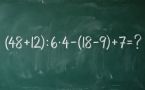 Решите математический пример и узнайте, сколько будет (48 + 12) : 6 · 4 − (18 − 9) + 7