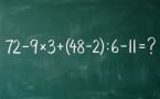 Решите математический пример и узнайте, сколько будет 72 − 9 × 3 + (48 − 2) : 6 − 11