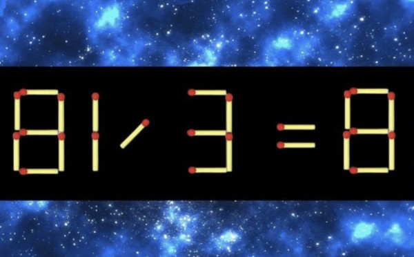 Только 5% людей решают это за 10 секунд: переставьте одну спичку в примере 81/3=8