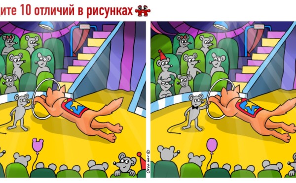 Мышиный реванш: найдите 10 отличий на картинке за 45 секунд, если у вас глаз как у орла