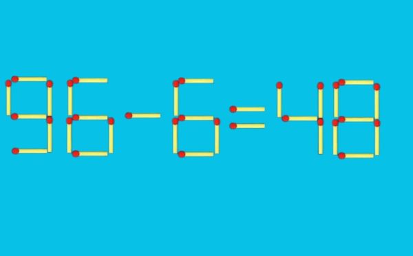 Забытая классика из СССР: решите головоломку со спичками 96–6=48 за 15 секунд