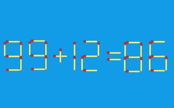 Антистресс для взрослых: исправьте пример 99+12=86 за один ход, передвинув одну спичку