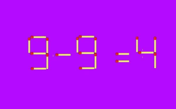 Выход за рамки: исправьте пример 9-9=4 за один ход, передвинув одну спичку