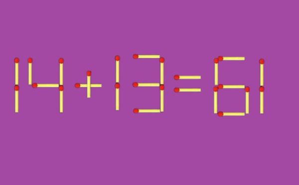 Разминка для будущих миллионеров: исправьте пример 14+13=61 за один ход и проверьте свою логику