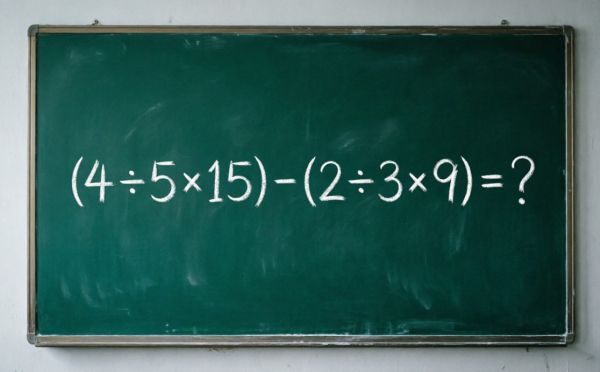 Проверьте свои математические навыки: решите пример (4 ÷ 5 × 15) − (2 ÷ 3 × 9)