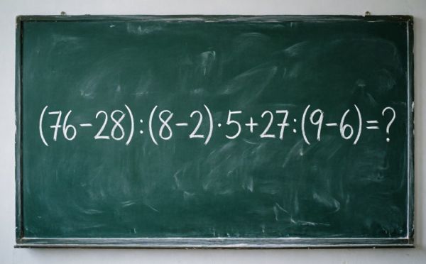 Проверьте свои математические навыки: решите пример (76 − 28) : (8 − 2) · 5 + 27 : (9 − 6)