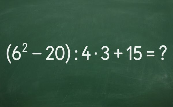 Решите пример (6² − 20) : 4 · 3 + 15 и узнайте правильный ответ