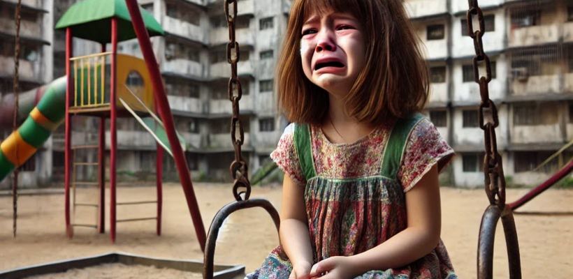 Одинокая девочка во дворе. "Может, все ее приставания ко взрослым женщинам - это крик о помощи?"