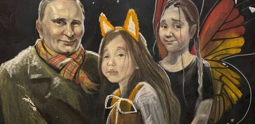 Якутянка нарисовала совместный портрет дочерей с Владимиром Путиным