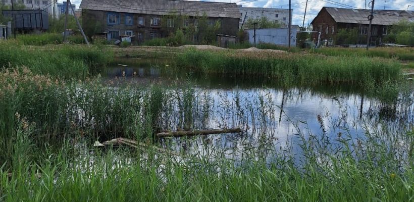 Весенние работы по пропуску талых вод в Якутске не выполнены - в результате образовалось болото