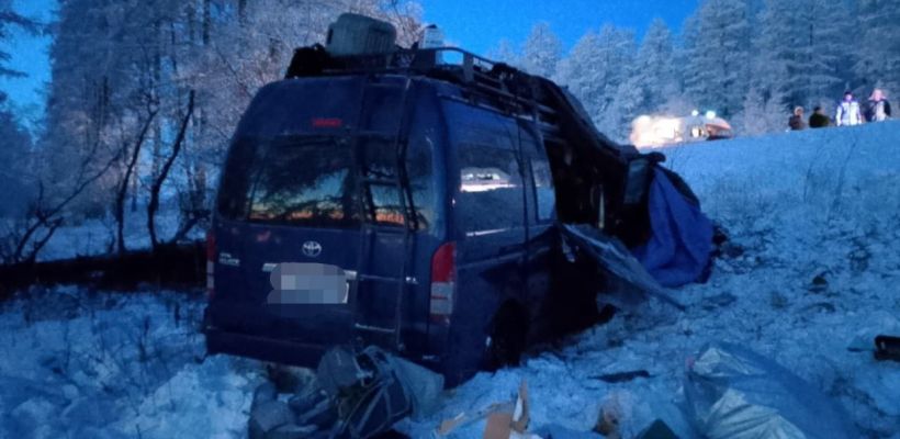 На трассе «Вилюй» микроавтобус врезался в дерево: пострадали взрослые и дети