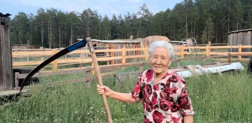 В Якутии 92-летняя бабушка даст фору молодым в кошении травы