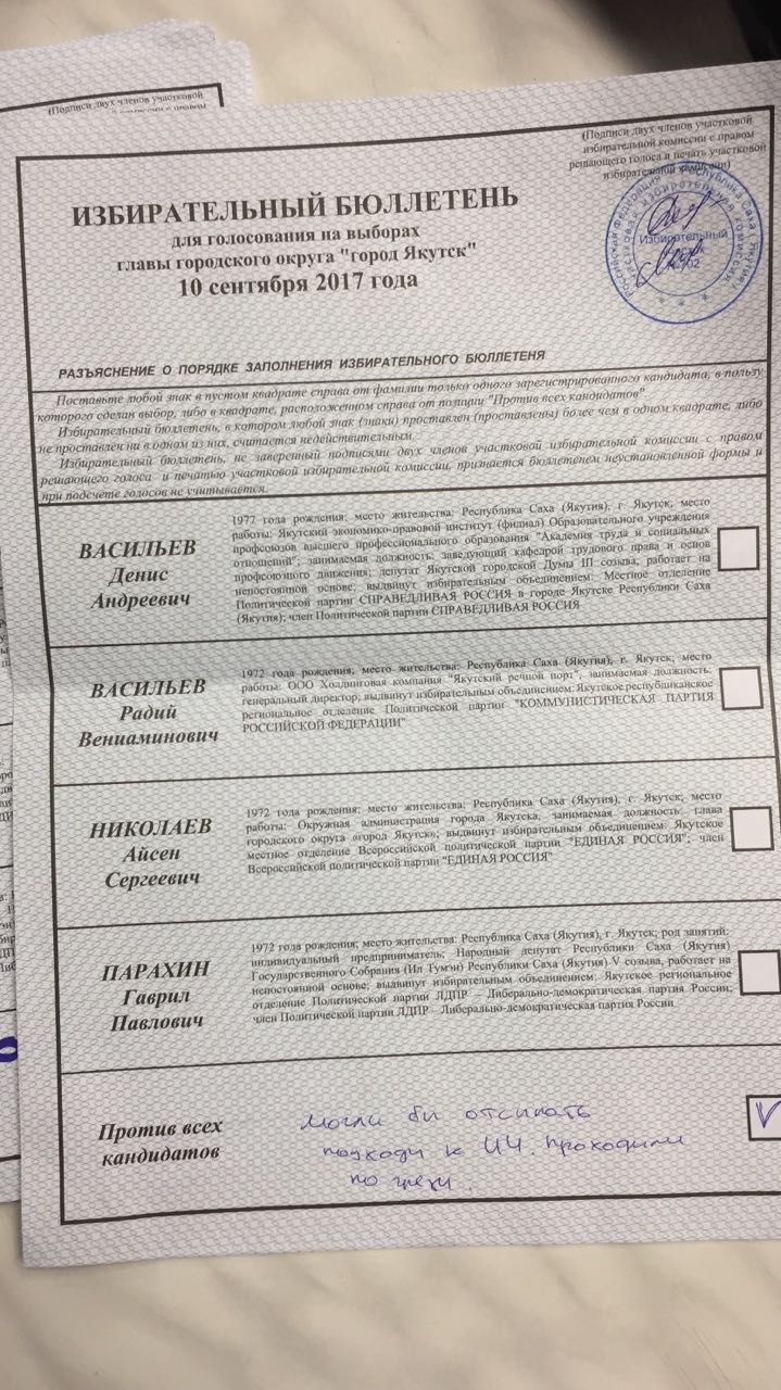 В Якутске "против всех" на 2 месте