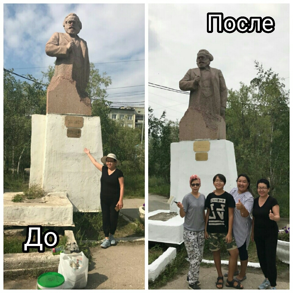 Участница "Битвы блогеров" помыла памятники в Якутске