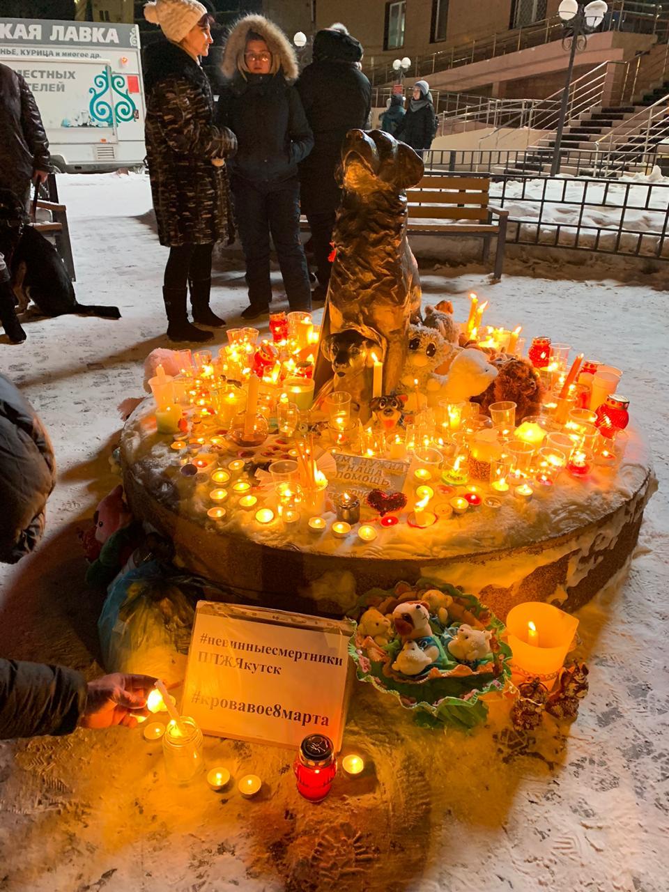 Видеофакт: В Якутске зажгли свечи в память животных, убитых в пункте передержки