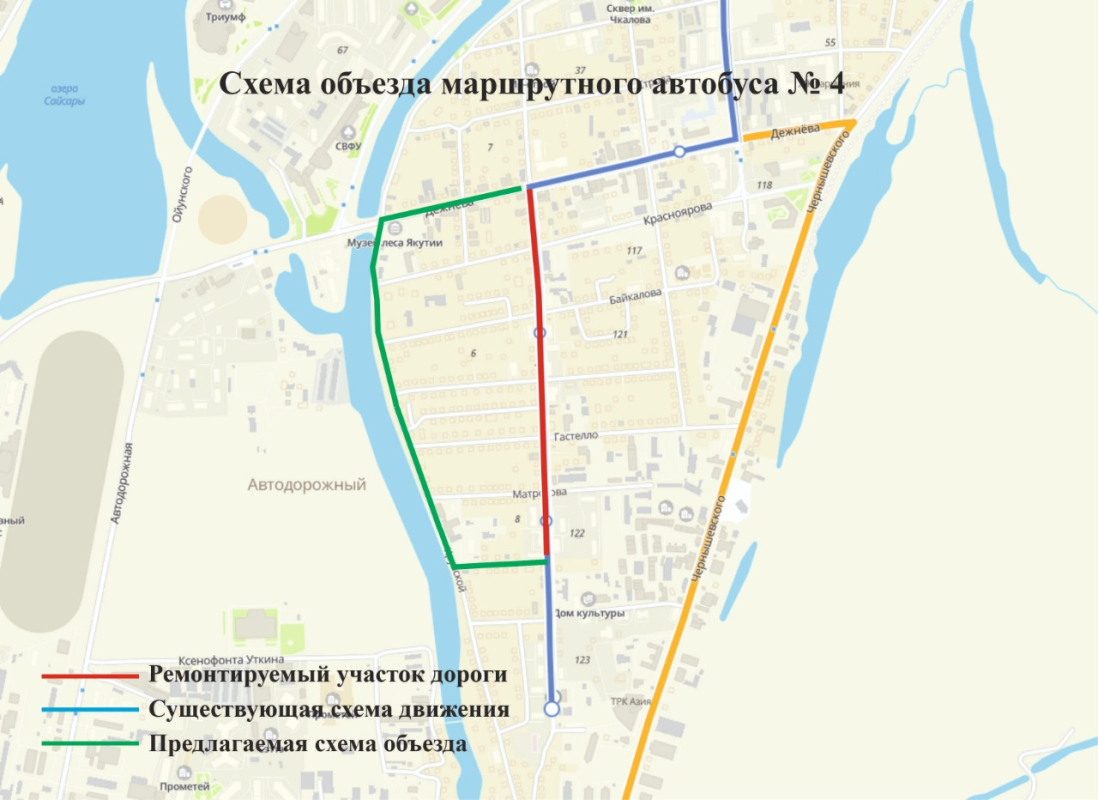 Схема объезда автобусного маршрута №4