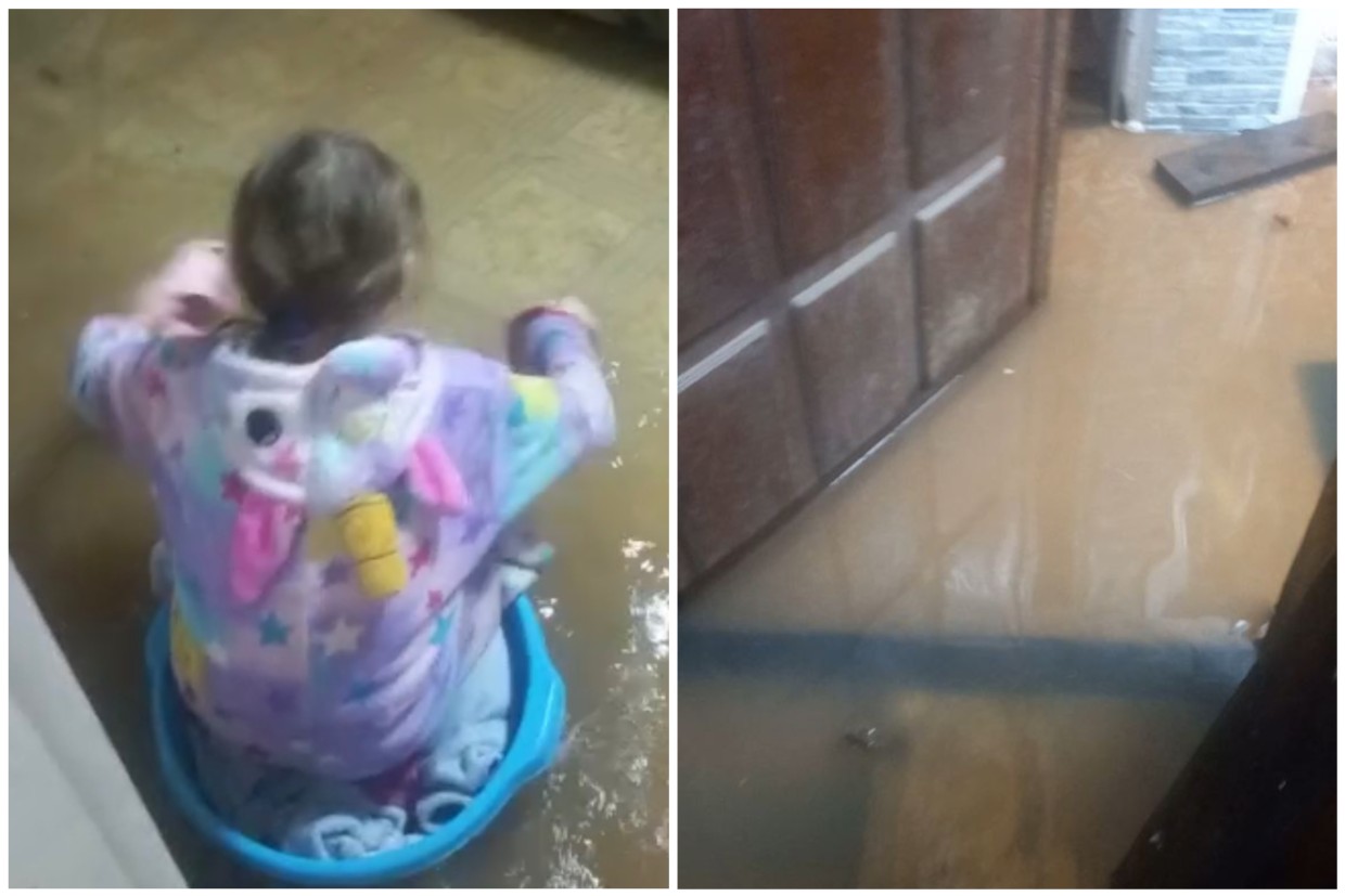«Вот это вода!»: В Якутске девочка плавает в тазике по затопленной квартире