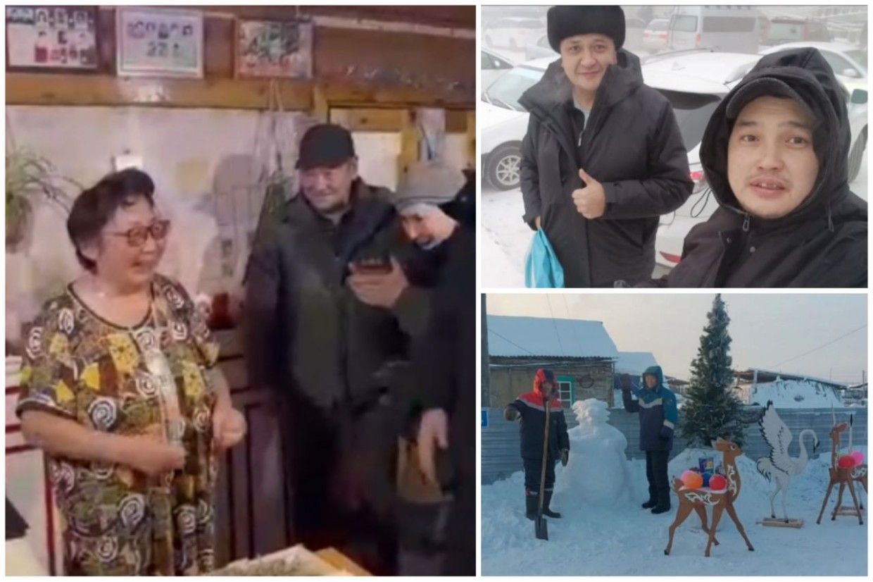 Мужчины села Мукучу восстановили новогоднюю композицию и подарили серебряное украшение односельчанке
