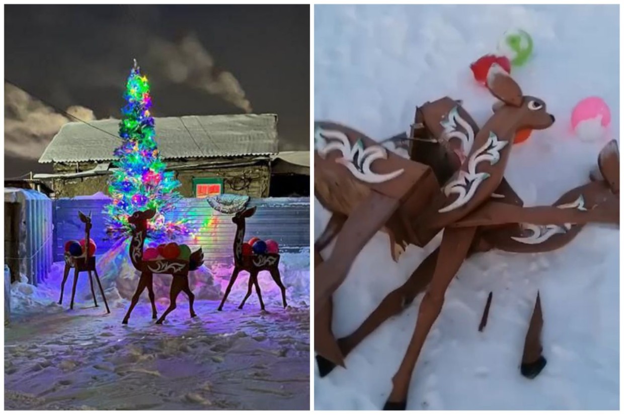 «Эх, дети!»: В Кобяйском улусе разыскивают хулиганов, разрушивших новогодние поделки (видео)