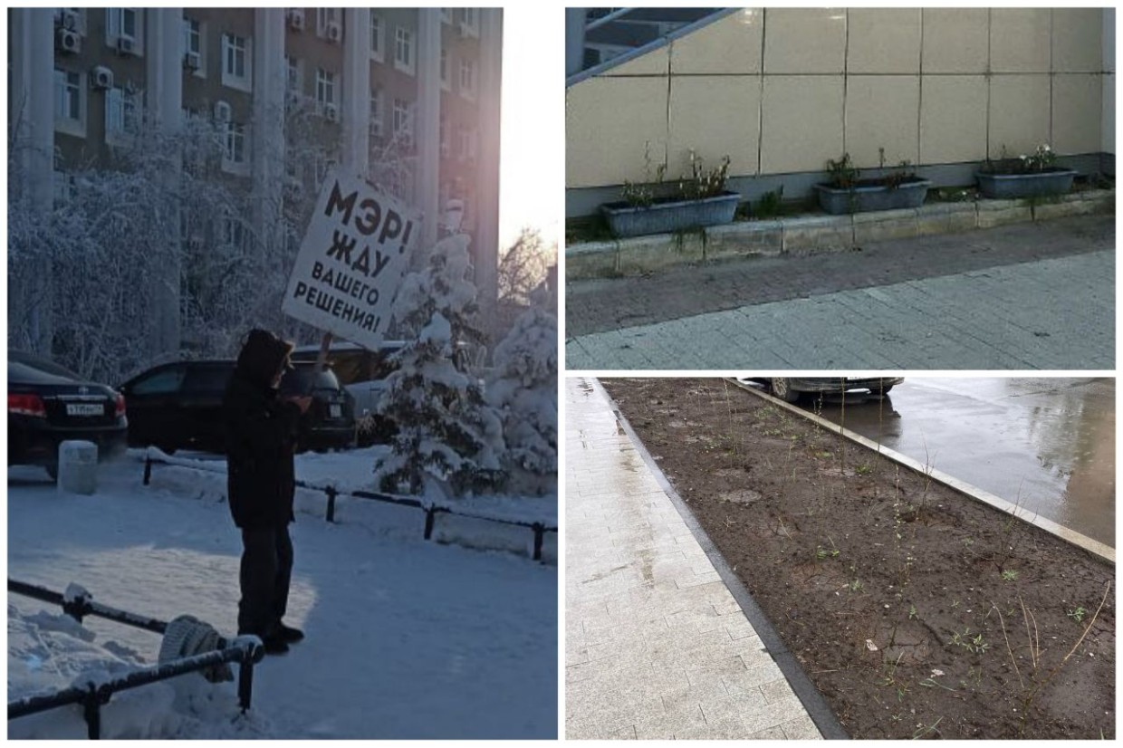 Как пикет у мэрии Якутска предвещает весну и уродливые клумбы