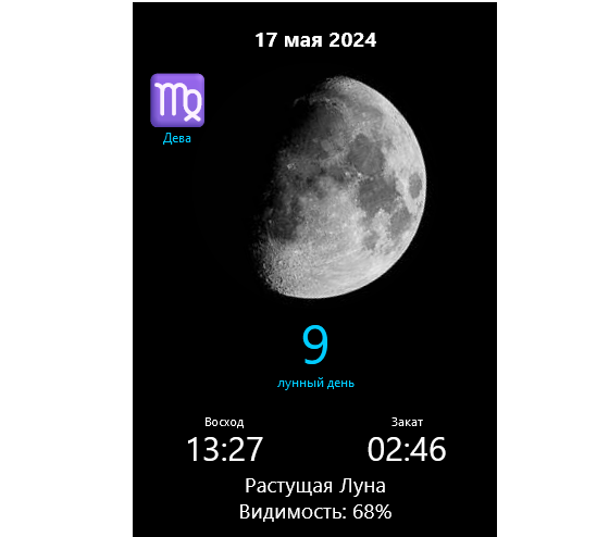 Лунный календарь на 17 мая 2024 года