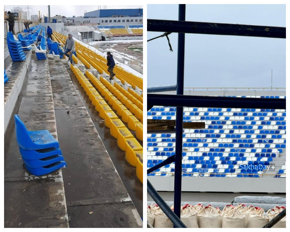 Фотофакт: Новые скамейки на стадионе "Туймаада" в Якутске