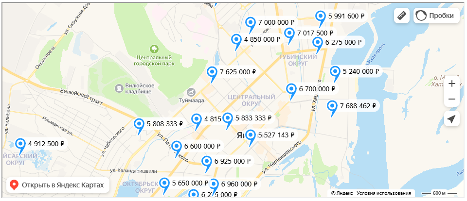 Средняя цена на квартиры в Якутске - анализ данных от DoskaYkt