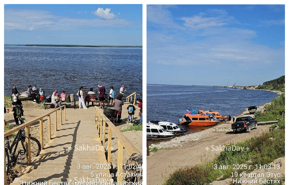 Фотофакт: В Нижнем Бестяхе образовалась очередь на катера нового перевозчика