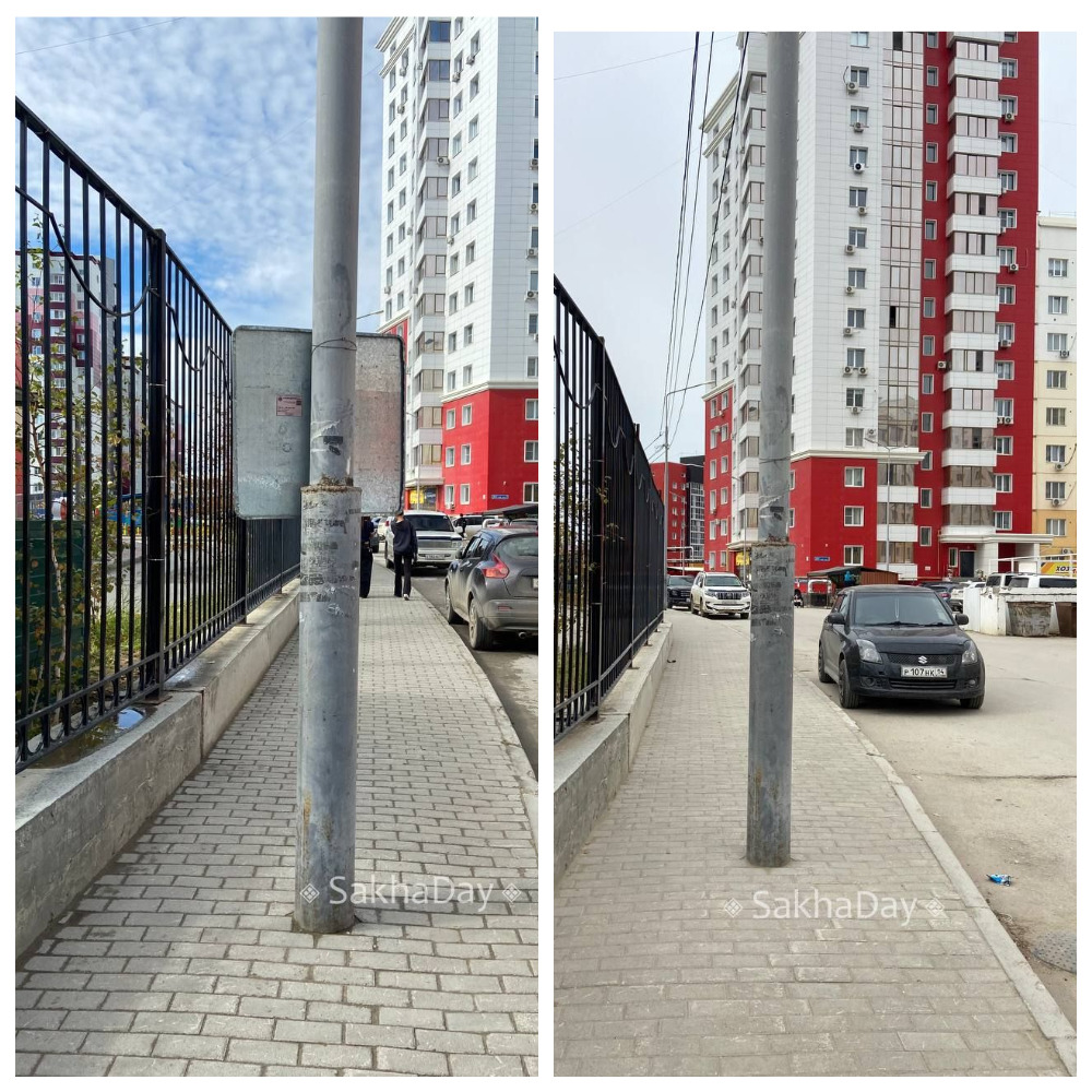 В Якутске убрали злополучную табличку, в которую врезались лицом прохожие