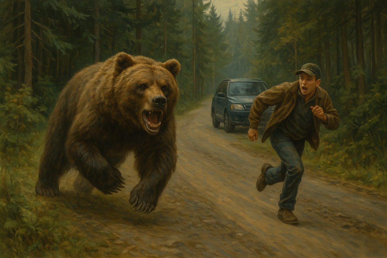 Подозреваемый в угоне сам выбежал к полицейским, спасаясь от медведей