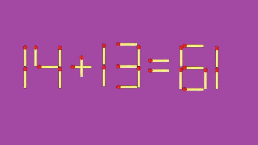 Разминка для будущих миллионеров: исправьте пример 14+13=61 за один ход и проверьте свою логику