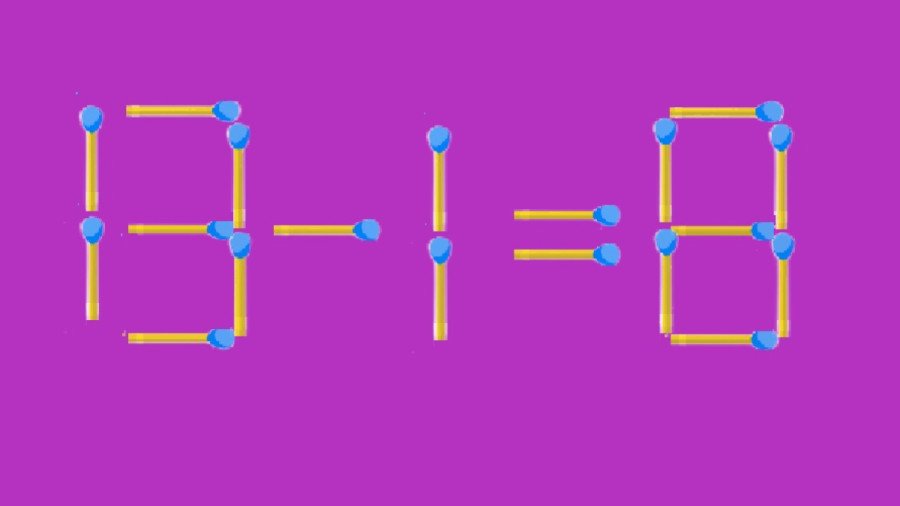 Математика на вылет: исправьте пример 13-1=8 за один ход, передвинув одну спичку