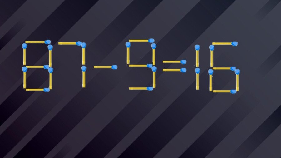 Задачка из старых журналов: исправьте равенство «87-9=16», переместив лишь одну спичку